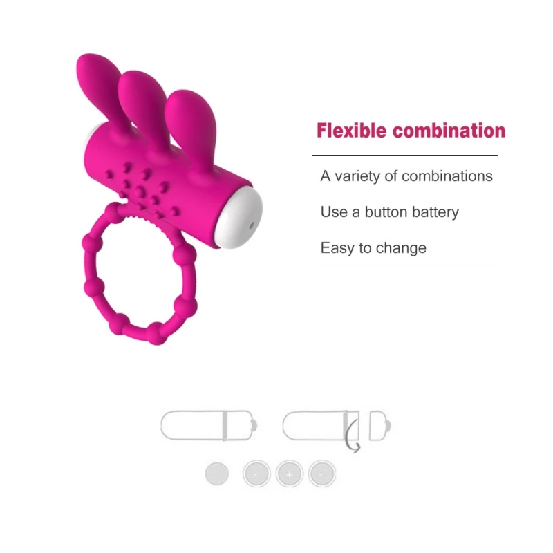 Vibrator Cock Ring Rabbit Vibrating Penis Ring for Man Delay Ejaculation Clit Stimulation Intimate Sex Toys for Couple Rings 18+