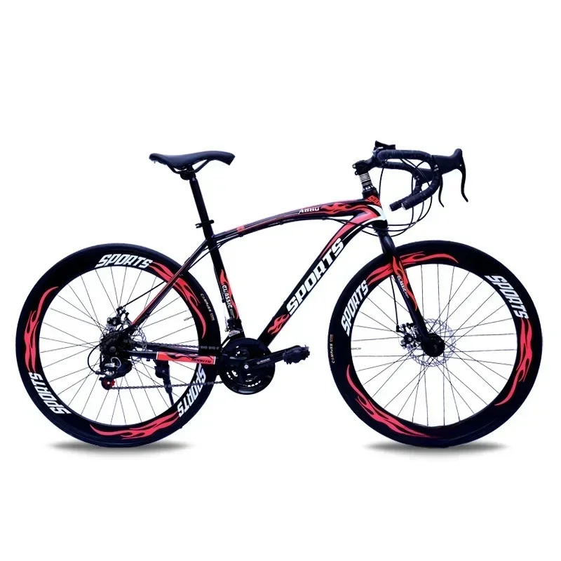 AliExpress NONE 26 Inches Road Vehicle Race Bike High Carbon Steel Adult 21 Speed Bending Handle Double Disc Brake 60mm Bicycle Wheels