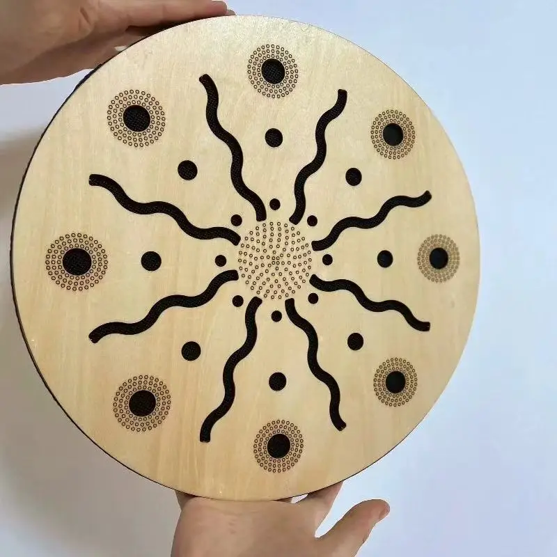 

Барабан Arborea Wood Stream 12-дюймовый имитирует звук струящейся воды для медитации, звукового исцеления йоги