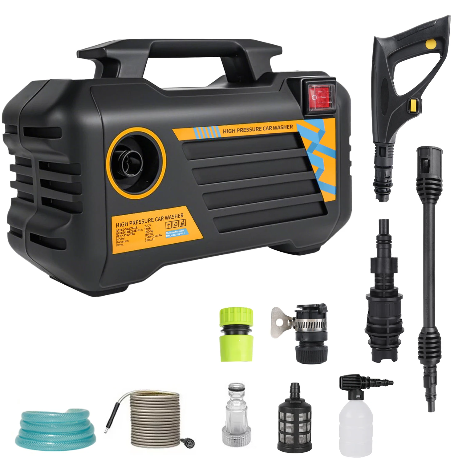 3000W Elektrische Hogedrukreiniger Draagbare Wassen Auto Pistool Veelzijdige Wasmachine Voor Tuinvloeren Thuis & Auto Wasmachine pistool