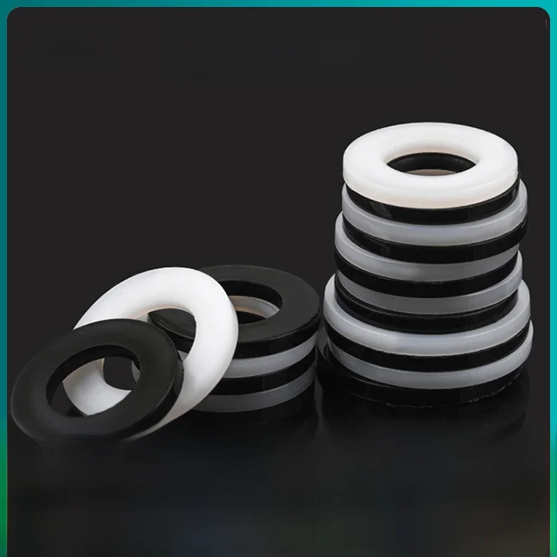 Rondelle plate en plastique Nylon blanc/noir, entretoise d'avion M2 M2.5 M3 M4 M5 M6 M8 M10 M12 ~ M24, bague de joint d'isolation pour vis 0.5 ~ 3mm