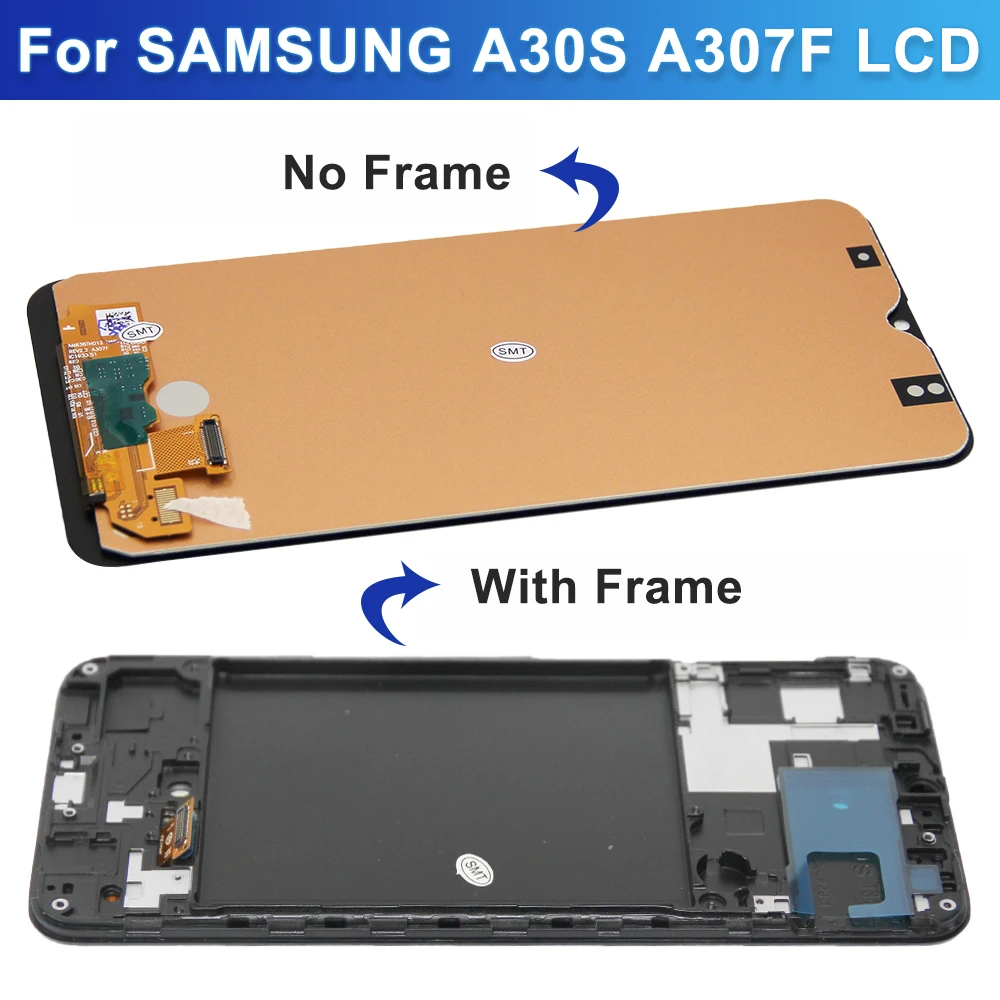 100% Tested A30S Screen, for Samsung A30S A307 A307F A307FN A307G A307YN Lcd Dispaly Digital Touch Screen With Frame