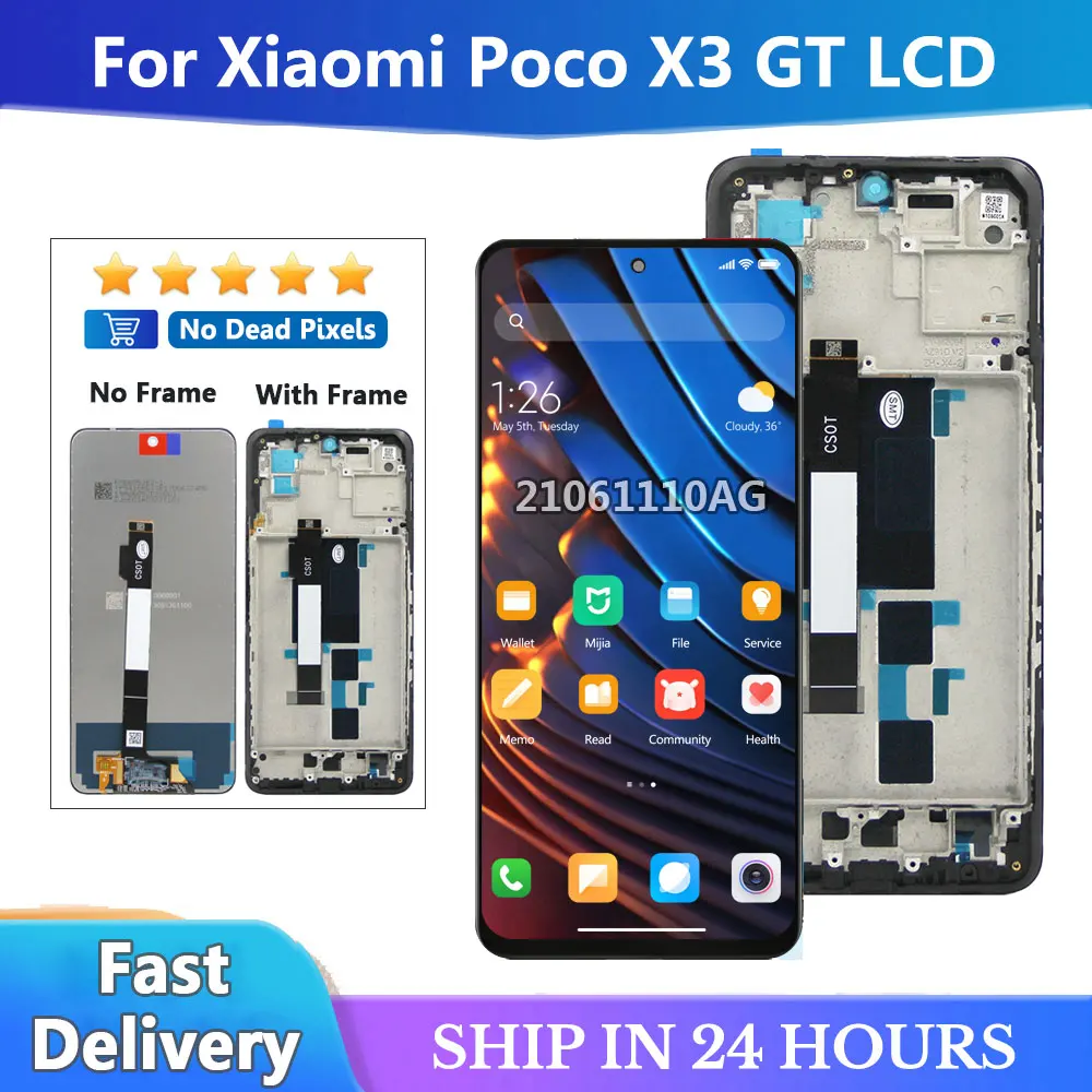 AAA Quality For Xiaomi POCO X3 GT 21061110AG LCD Display Touch Screen Digitizer Replacement Parts For POCO X3GT LCD With Frame