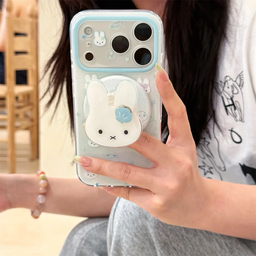 Koreańskie etui na telefon z magnetycznym uchwytem Magsafe, z motywem Miffy Króliczka, w stylu INS, do iPhone 17, 16 Pro Max, 15, 17 Pro, 15 Pro, urocze obudowy. — zdjęcie produktu 3