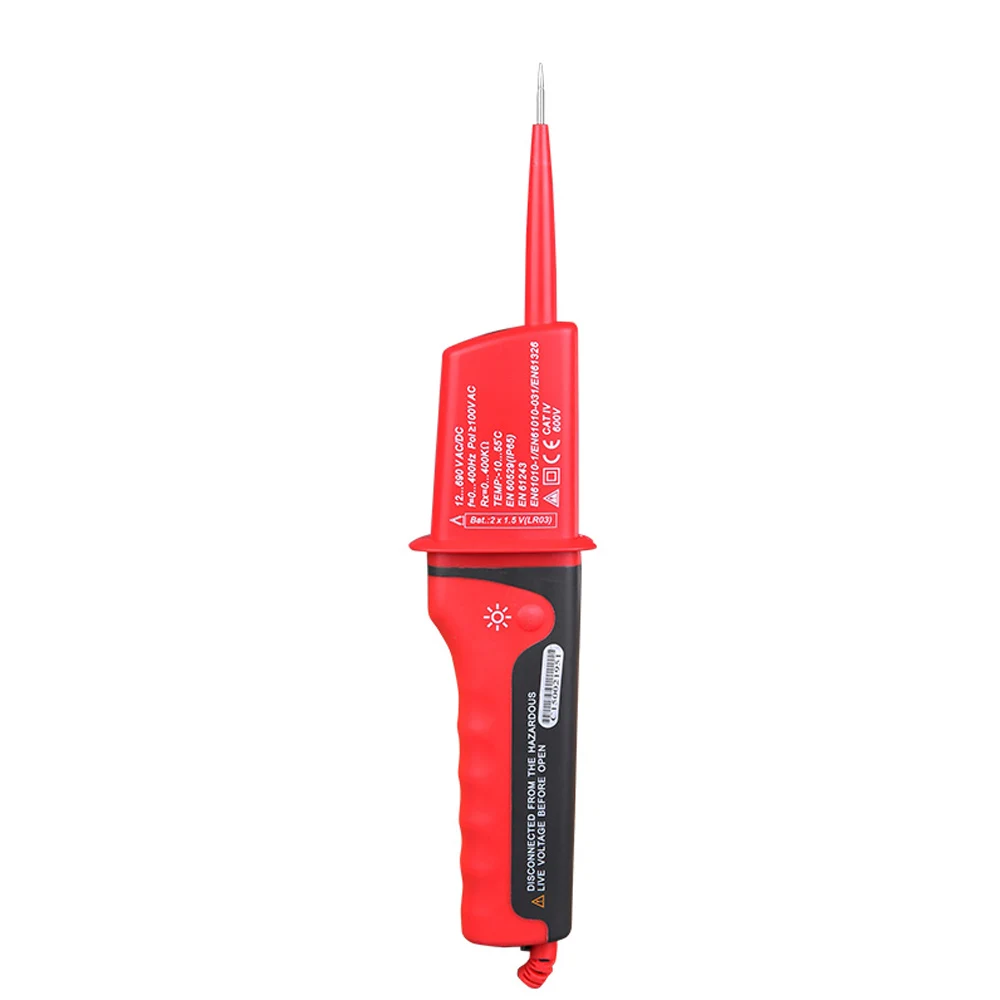 UNI-T UT15C Waterproof Voltage Tester Pen AC DC 12V-690V LCD Display Phase Rotation Detector IP65 Continuity Electrician Tool