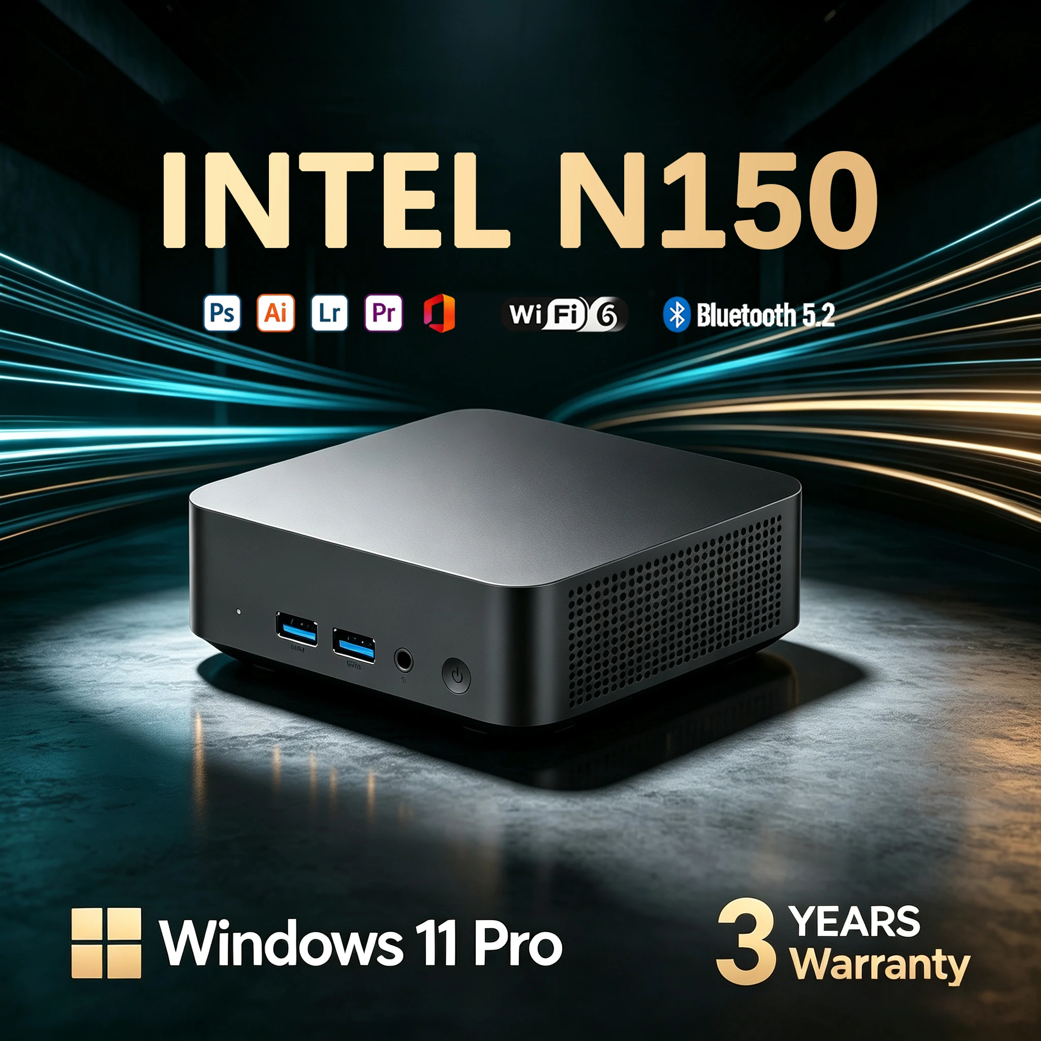 Mini PC da gaming, desktop, Windows 11 Pro, processore Intel N150, 16 GB di RAM DDR4, SSD da 1 TB, PC per giocatori, doppia connessione Wi-Fi 6, Bluetooth 5.2, risoluzione 4K HD.