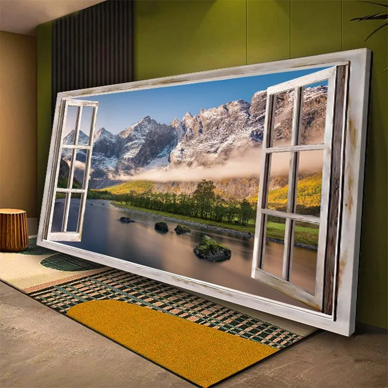 

Mountain River Window Canvas Wall Art