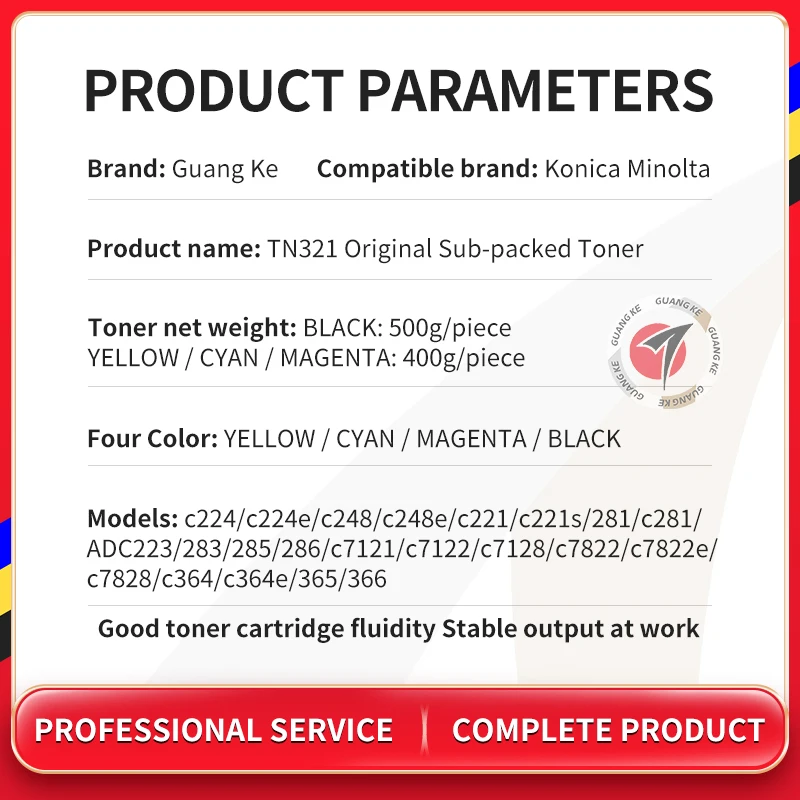 Original qualität TN-321 tn321 Toner kartusche für konica minolta bizhub c224 c284 c364 c224e c284e c364e 7822 7828 tn 321 cmyk