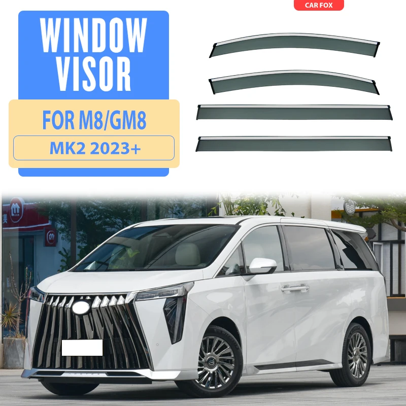 

For GAC GM8 GN8 M8 MK1 2018-2022+ MK2 2023+ Window Visor Vent Shades Sun Rain Deflector Guard 4PCS/SET FOR GAC GM8 GN8 M8