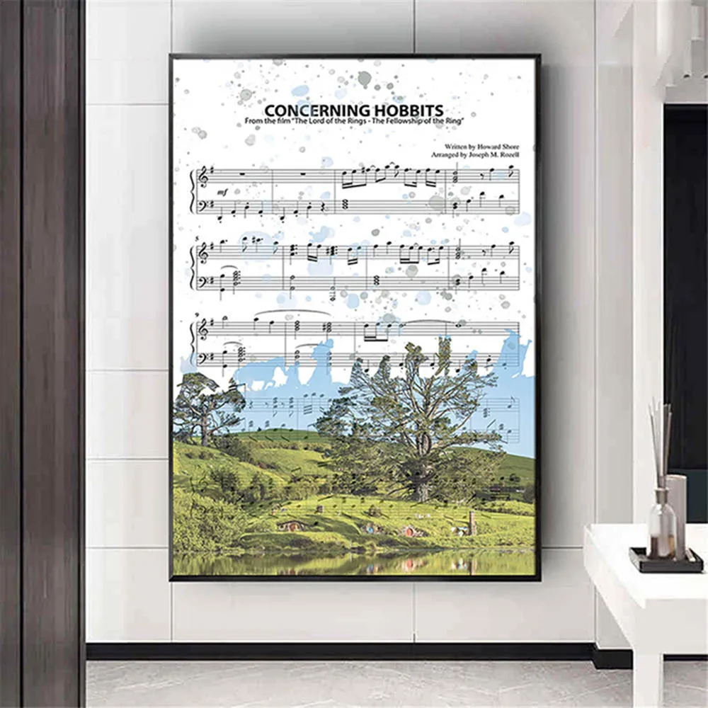 

Film Music Sheet Abstract Landscape Painting Modern Wall Art Canvas Poster Print Living Room Bedroom Home Decor Pictures Cuadros