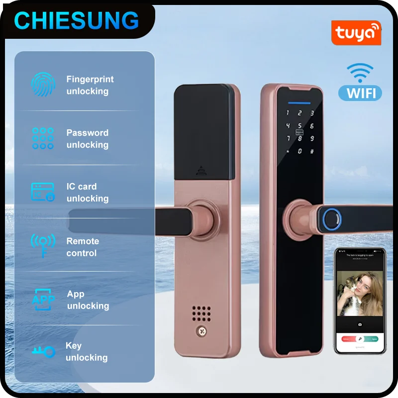 Tuya Wifi Digital fingerprint Lock Smart Door Lock Remote Unlock Keyless Lock Security Anti-theft Smart Home Hotel Office