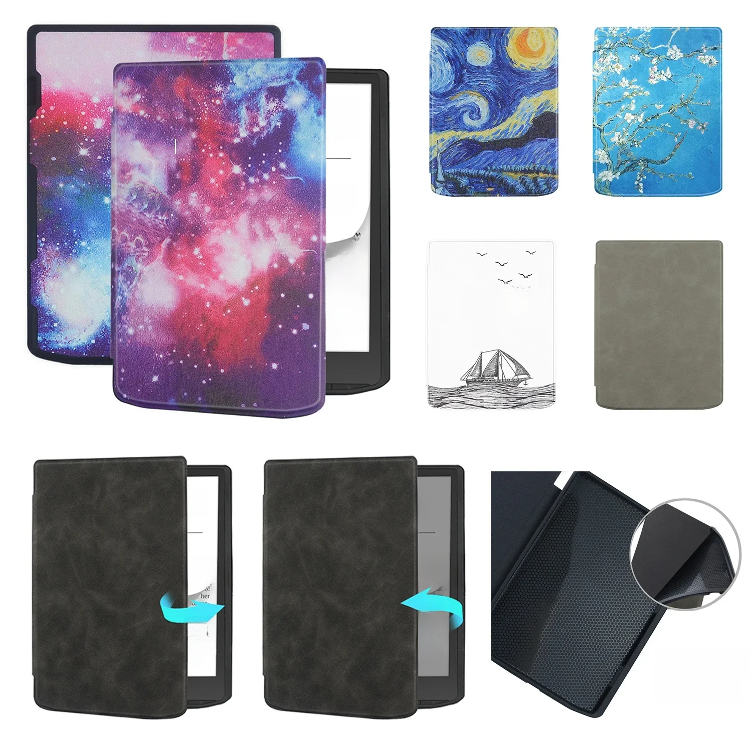 Dla PocketBook 743 InkPad Color 2, InkPad 4 PU Leather Soft Case 7.8'' E-book Reader Cover Auto Sleep Wake PB743 Shell Funda — zdjęcie produktu 7