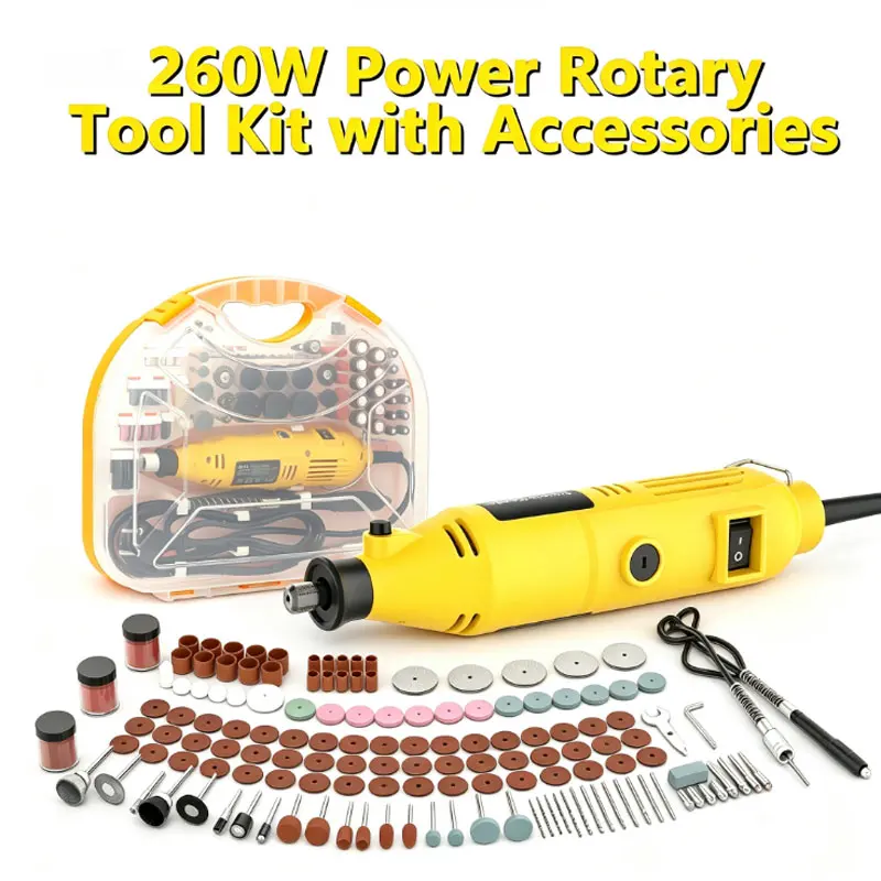 Kit di utensili rotanti da 211 pezzi, mini smerigliatrice elettrica portatile a velocità variabile, penna per incisione multifunzionale, mini trapano, macchina per levigatura, ideale per gioielli,
