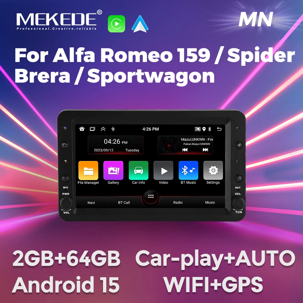 MEKEDE Carplay Android Auto Radio para Alfa Romeo 159 Brera Spider Sportwagon 7 "coche Multimedia estéreo WIFI GPS soporte SWC IPS