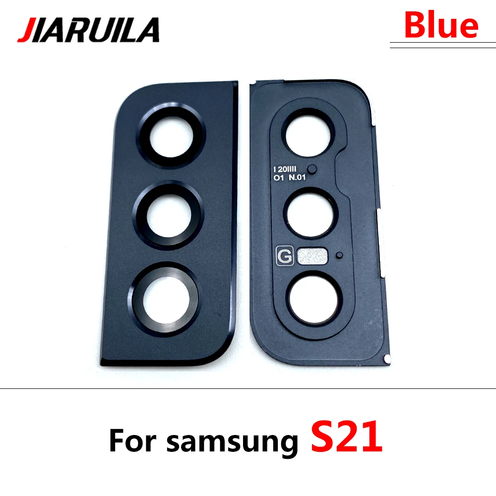 10 Buah, untuk Samsung S21 Plus S21 Ultra G988B S21 G991B Penutup Lensa Kaca Kamera Belakang dengan Pengganti Dudukan Bingkai