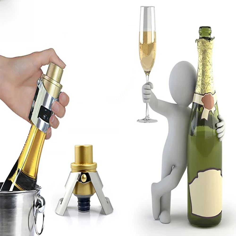 Bouchon à Champagne sous vide avec pompe à pression, bouchon en Silicone anti-fuite pour bouteille à bulles en acier inoxydable