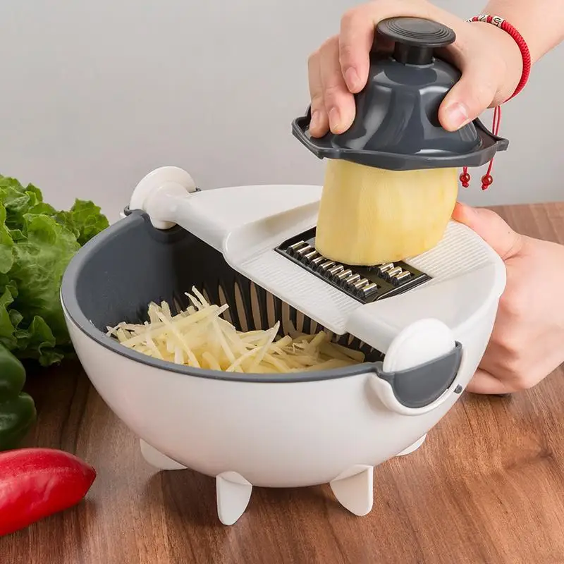 

10pcs Multifunctional Cutter Vegetable Basket Potato Slicer Carrot Fruit Grater Kitchen Accessories Gadgets Steel Blade Kitchen