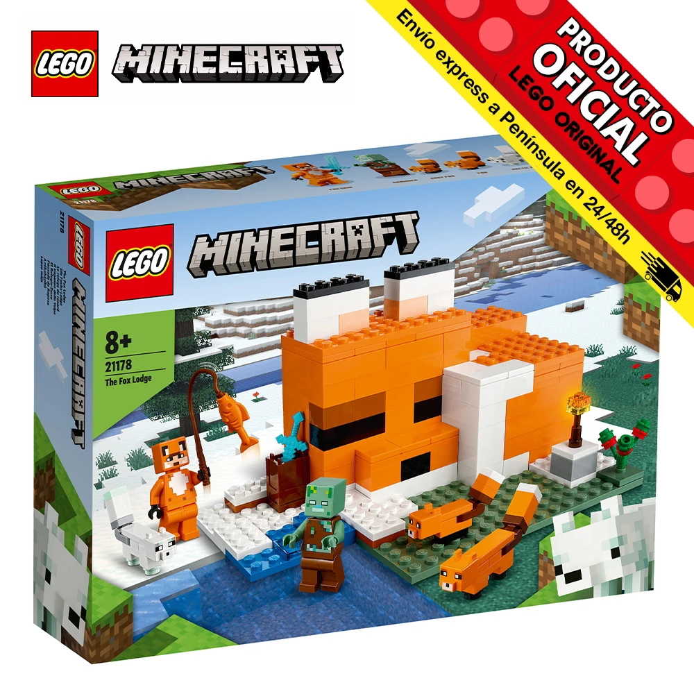 Lego Minecraft - the shelter-Fox, 21178, toys for boys, girls, figure, years, blocks, pieces, original, official license, store, gift, bricks, bricks