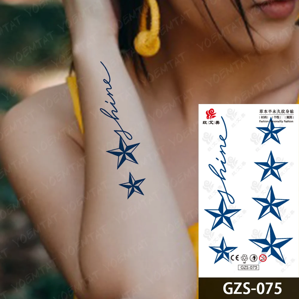 Juice Ink Lasting Tattoo ins Bowknot Star Moon Waterproof Temporary Tattoo Stickers Body Art Semi-Permanent Fake Tatto Women Men