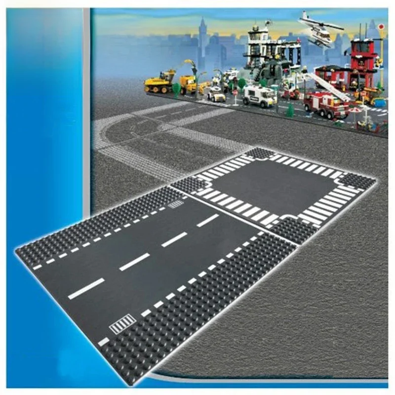 Blocs de Construction classiques, plaque de Base, vue sur la rue, figurines de route, jouets de Construction, briques, pièces en plastique, plaque de Base, cadeaux