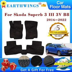 Car Floor Mats For Skoda Superb 3 III 3V B8 2021 2020 2016~2022 Foot Pads Carpets Rugs Panel Cover Auto Interior Accessories