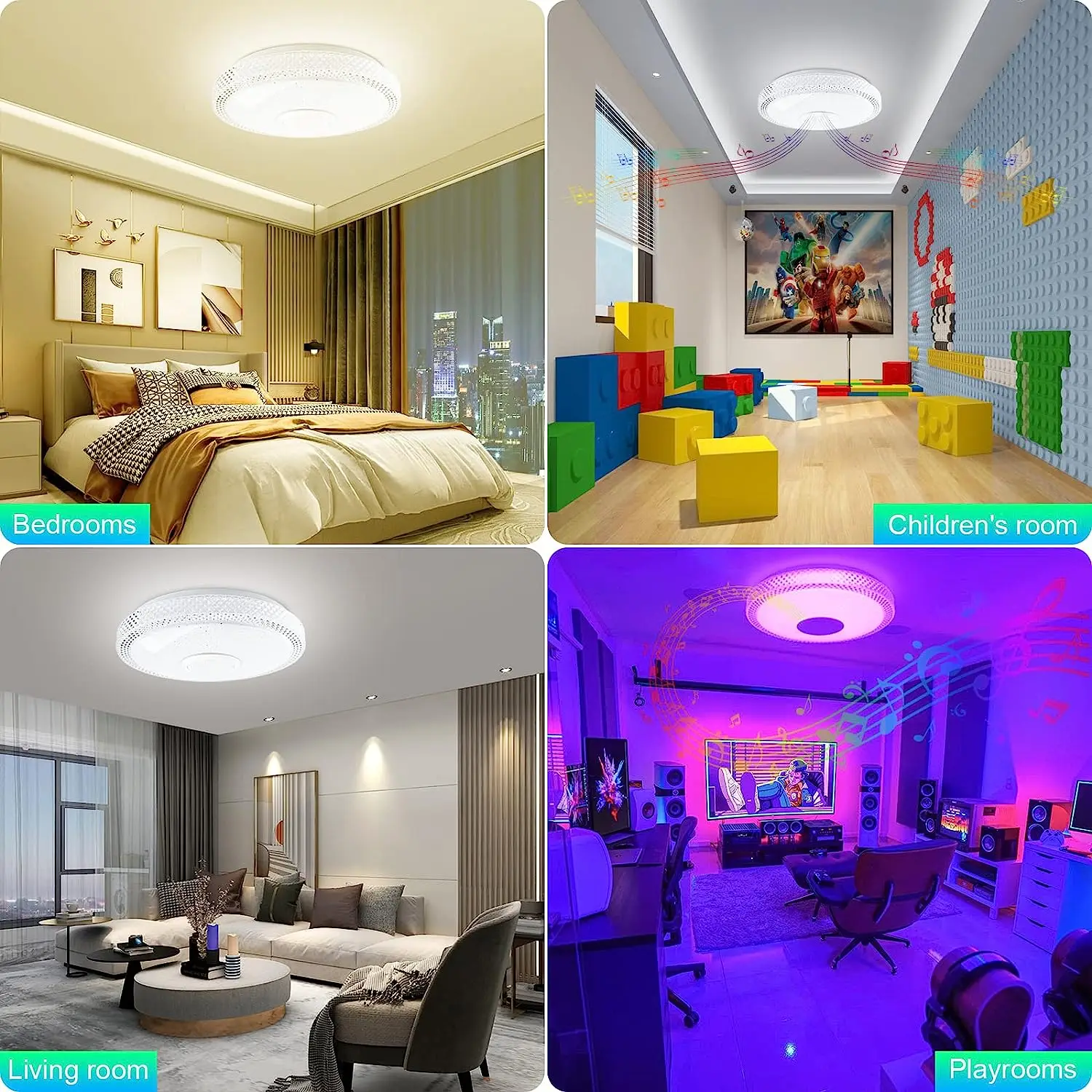 Imagem -06 - Luz de Teto Moderna Led com Controle Remoto e App 30w 4000 lm Alto-falante Bluetooth Rgb Música Lâmpada