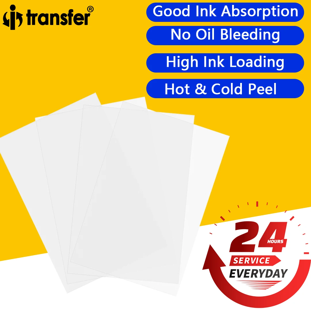 

DTF Transfer Film A3 A4 100 PCS PET Double Sided Clear PreTreat Sheets Heat Transfer Paper for DYI Direct on T-Shirts Textile