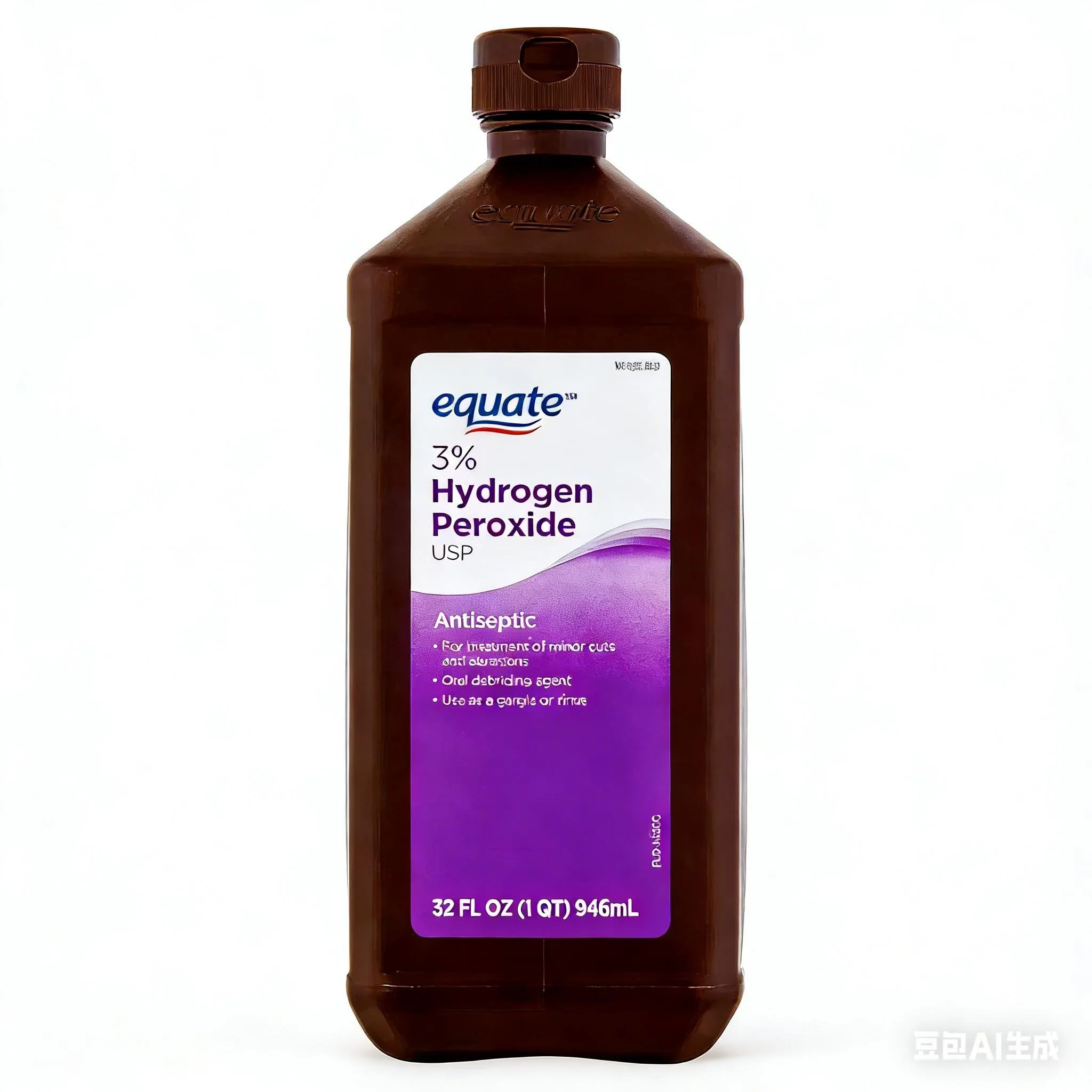 Equate 3% USP Grade Hydrogen Peroxide First Aid Liquid Antiseptic (6-Pack, 32 fl oz Each) Oral Debriding Agent
