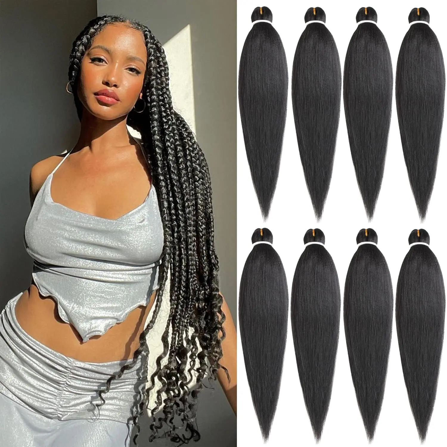 26 inch 1 piece per package synthetic easy braids yaky pre-stretched hair hot water setting available synthetic crocheting hair