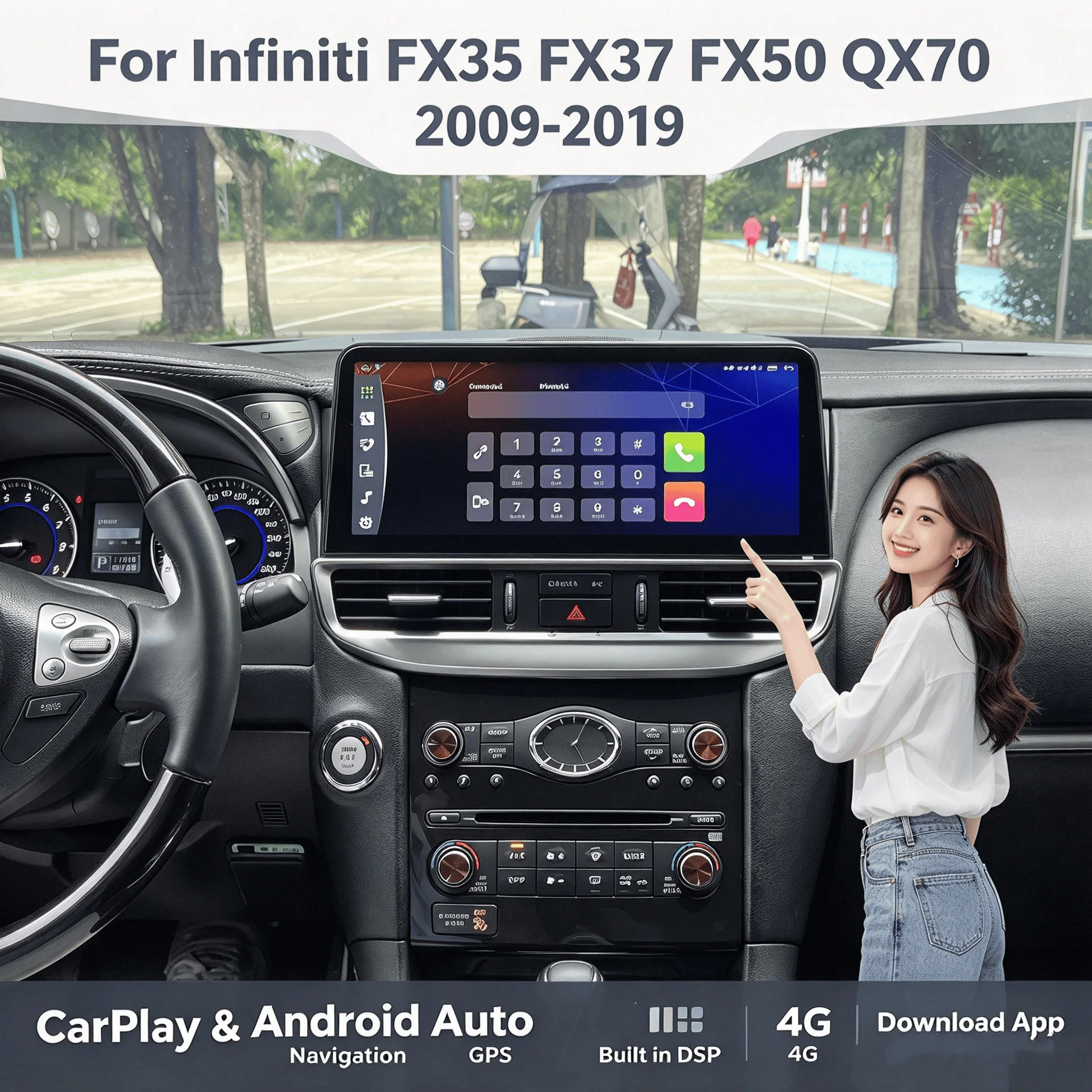 12.3 Inch For Infiniti FX35 FX37 FX50 QX70 2009-2019 Android 15 8Core Car Multimedia Player Stereo Receiver Radio Carplay 4G GPS