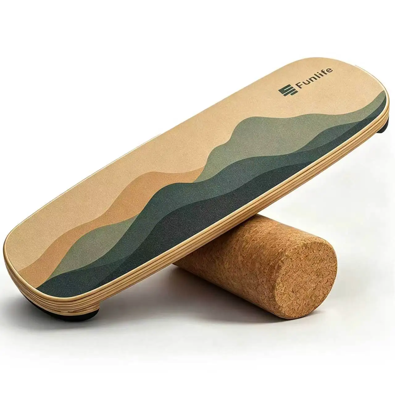 FunLife Balance Board ALPINE aus Birkenholz mit Rolle – Balance Trainer für Core Training, Gleichgewicht, Koordination sowie Surf-, Skate- & Snowboard Training, Rutschfest