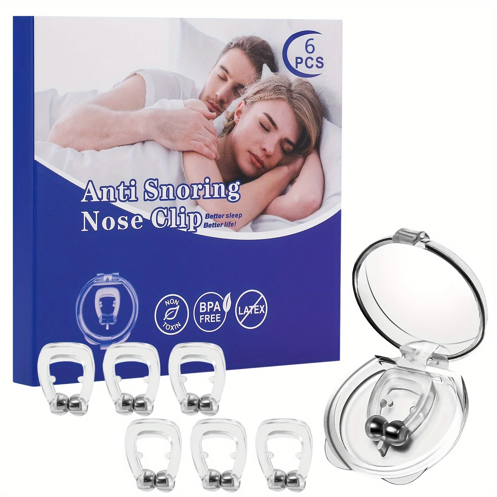 Silicone Nose Clip Stop Snoring(6PCS) & Sleep Strips(120pcs)