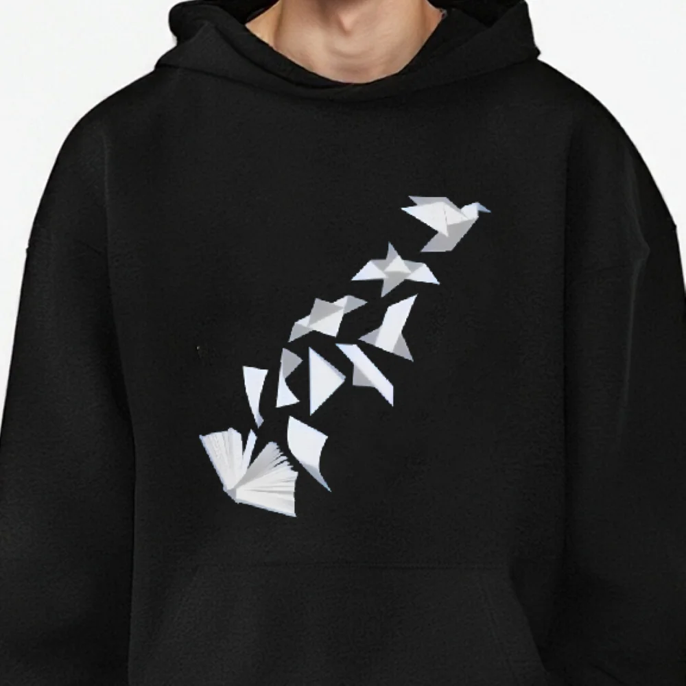 

Толстовка с капюшоном для полета Origami Birds, креативный бумажный журавль, художественный дизайн, стильный повседневный свободный осенний удобный топ с длинными рукавами