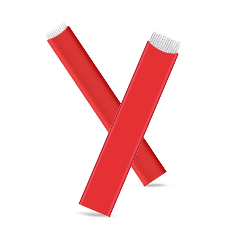 Eyebrow Microblading Needles Disposable  Straight Row 12/14 Microblade Blade For Brow Lamination Makeup MicroPigmentation