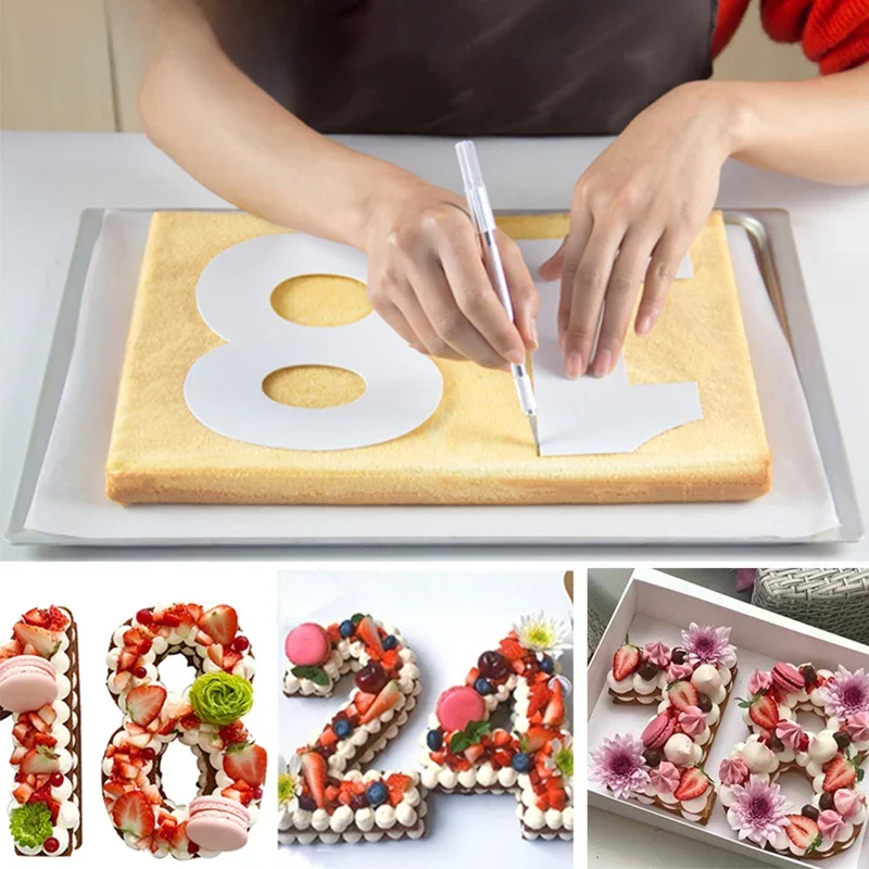 Ensemble de Moules à Gâteaux en Forme de Chiffres de 0 à 8, Outils de Décoration, DIY, pour Anniversaire, Accessoires de Chamonix, 4/6/8/10 Pouces