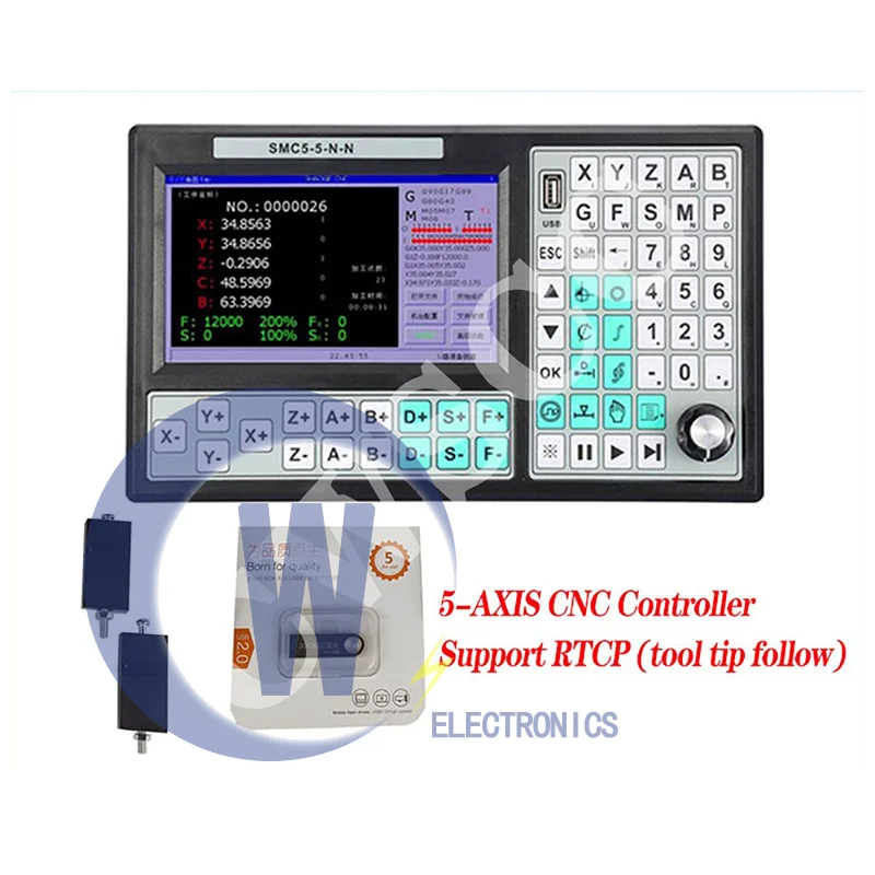 

5-Axis CNC Controller, Offline Engraving Machine Motion Control System, Rtcp Support, Tool Magazine Replacement, 3d Center-Findi