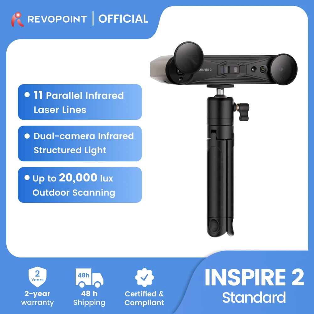 

Revopoint INSPIRE 2 3D Scanner For 3D Printer 0.05mm30fps Outdoor Scanner Wireless Infrared Laser Structured Light Handheld Scan