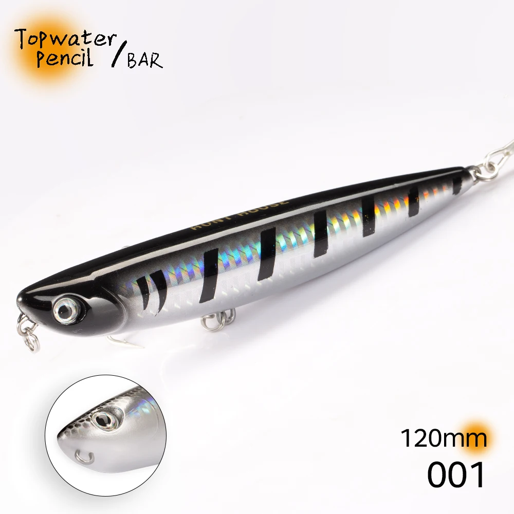 Hunthouse Topwater Pencil Angelköder 90mm/11,5g 120mm/26g Oberflächenköder WTD Top Walkers Pesca für Bass und Forelle
