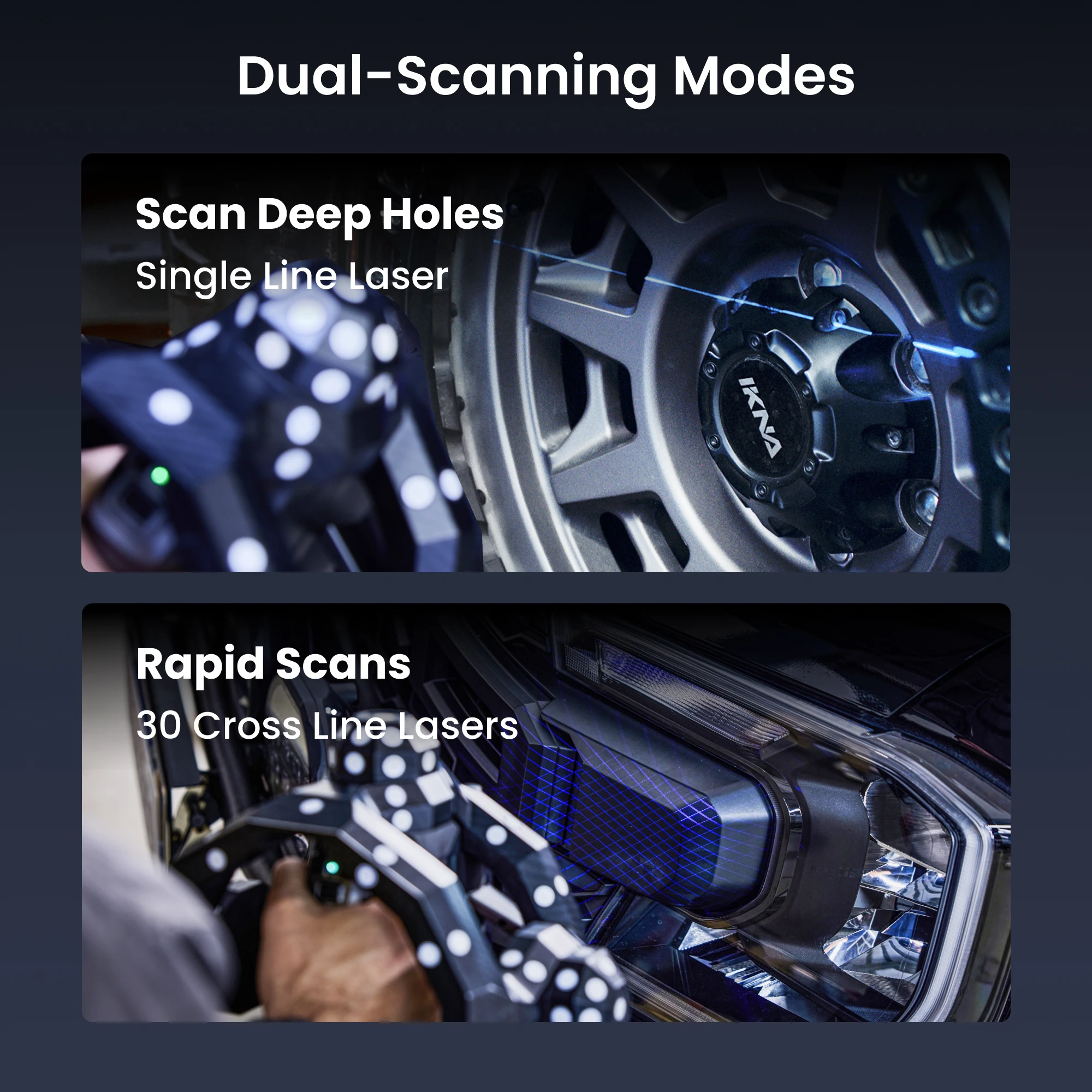 Revopoint Trackit 3D الماسح الضوئي تتبع بصري لعلامات خالية 30 خطًا متقاطعًا ماسح ليزر أزرق لـ CAD وقياس المسح الضوئي المحمول #2