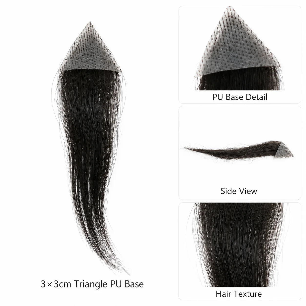 Invisible Triangle Mesh Hairpiece for Women 3x3 Hairline Topper Patch Lightweight Temple Coverage Hair Extension