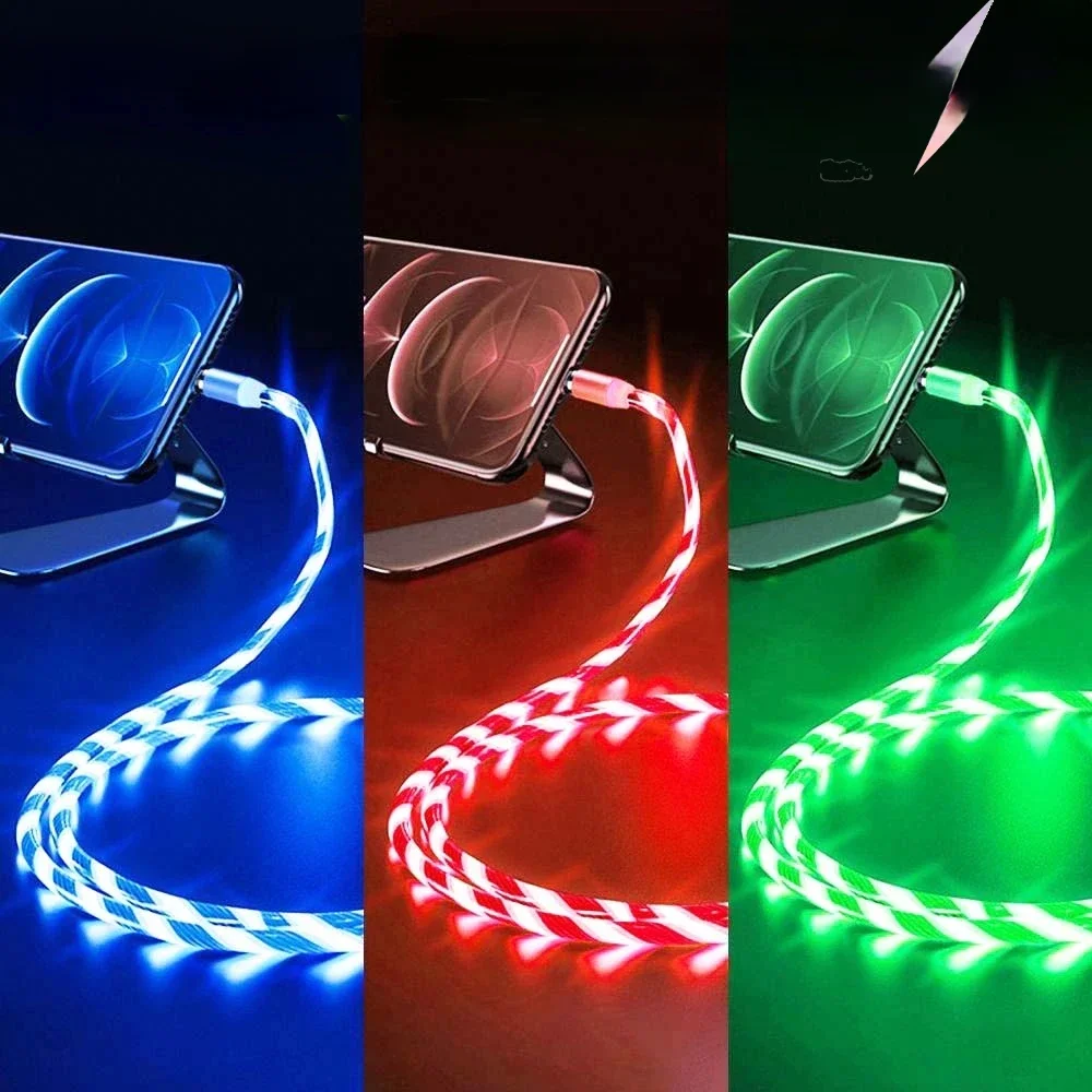 Kabel do ładowania i transmisji danych LED, 1m 2m, kabel USB 2.4A do iPhone 14 13 12 11 Pro Max XS XR, przewód do ładowania telefonu — zdjęcie 2