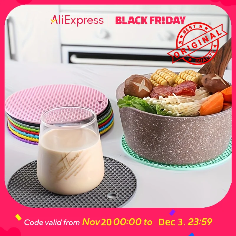 

Multi-Functional Rubber Non-Slip Heat-Resistant Mat - For Kitchen Pots/Cups/Bowls, Dining Table Use