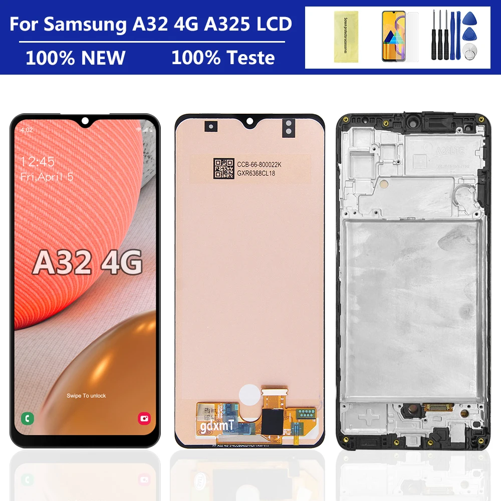 ทดสอบ 100% สําหรับ Samsung Galaxy A32 4G A325 A325F SM-A325M SM-A325F/DS จอแสดงผล LCD Touch Screen Digitizer Assembly เปลี่ยน