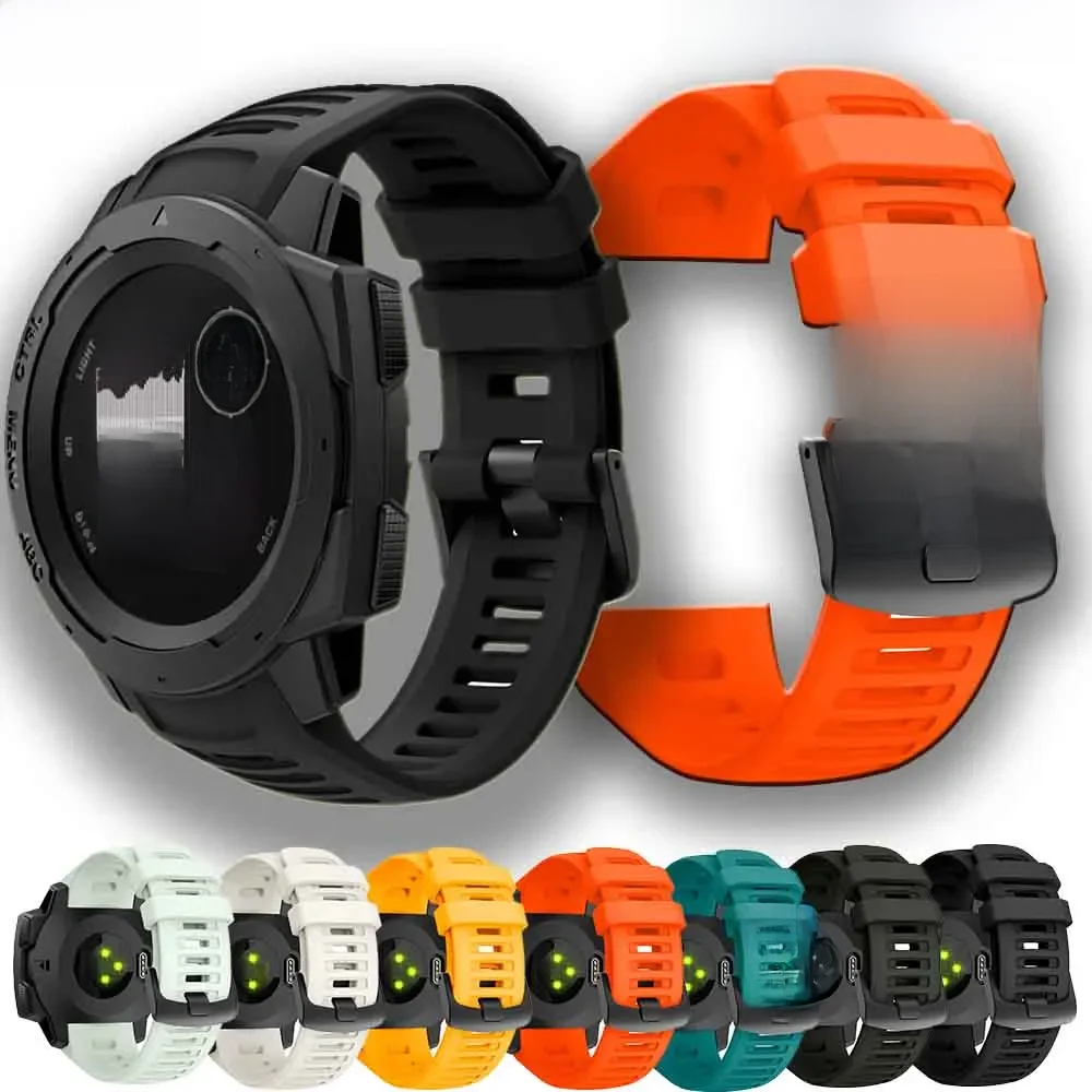 22mm silikonowy pasek do zegarka bransoletka pasek do zegarka dla Garmin Instinct inteligentny zegarek wymiana sportowa opaska na nadgarstek zegarki męskie damskie — zdjęcie 2