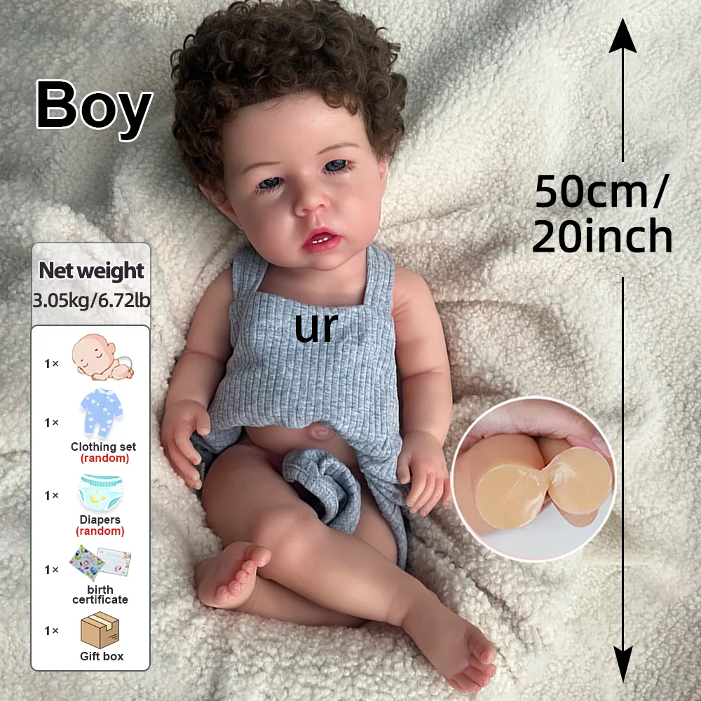 20 "corpo inteiro silicone reborn bebê menino 3d artesanal pintado pele realista recém-nascido boneca espanha bebês artista colecionáveis