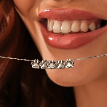 Gravür Adı Kolye Hediye Kişiselleştirilmiş 3D Köpek Takı Kedi Paw Kolye Baskı Adı Kolye Minimalist Kadın Hediye Onun Için