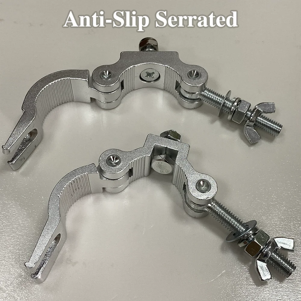 Heavy Duty Clamp Aluminum Truss Stage Light Hook with Anti-Slip Serrated Jaw Half Coupler for 35-45mm/39-52mm Scaffold Pipe