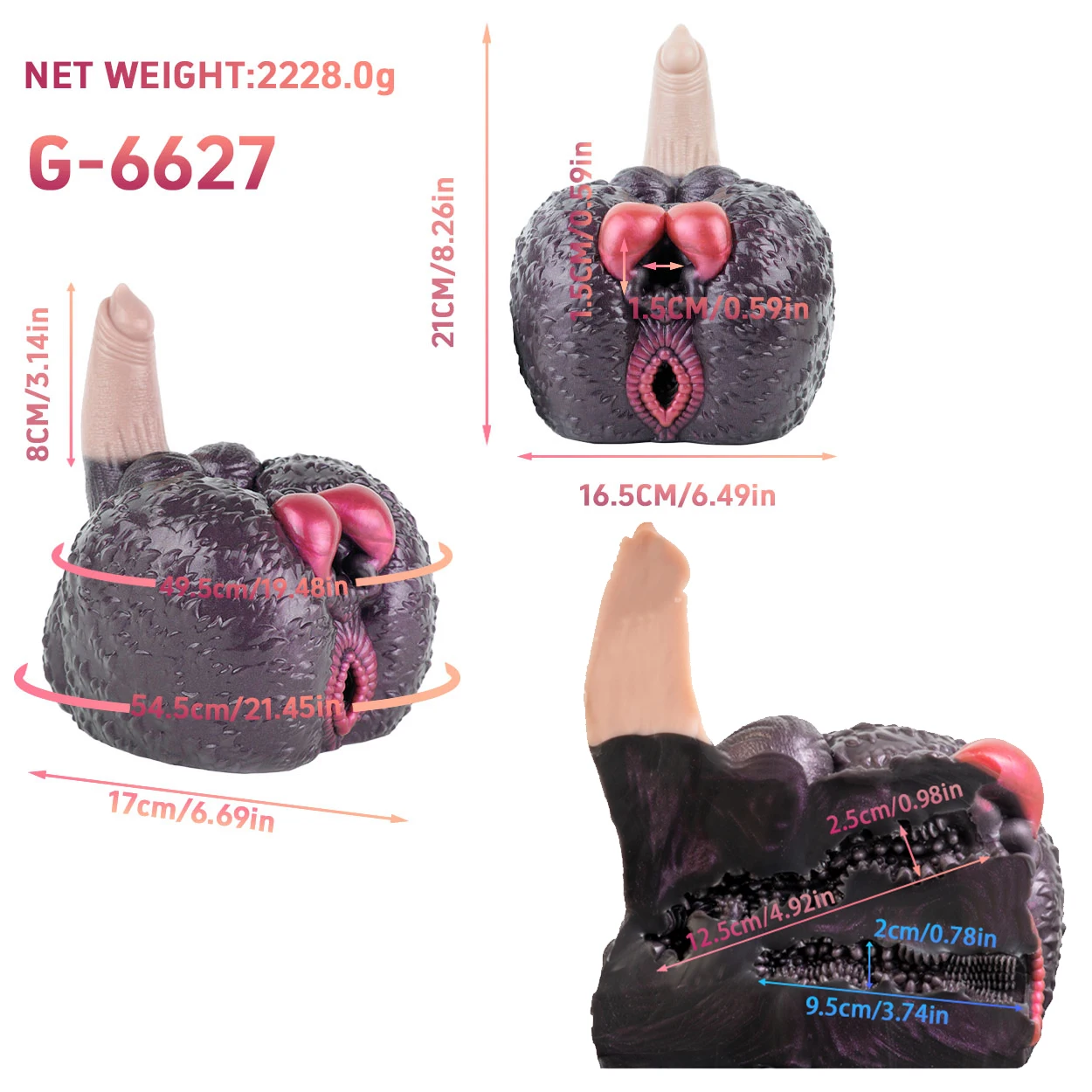 GEEBA réaliste Animal cheval/chien/sirène cul avec gode Silicone mâle masturbateur réaliste vagin Onahole poche chatte jouets sexuels