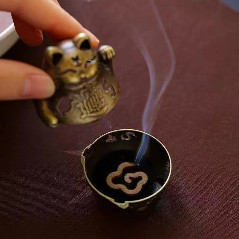 Lucky Cat Räuchergefäß, elegantes Feng Shui-Dekor im japanischen Stil, handgehaltenes Katzenpfoten-Design, perfekt für Zuhause und Büro, viel Glück – Detail 5