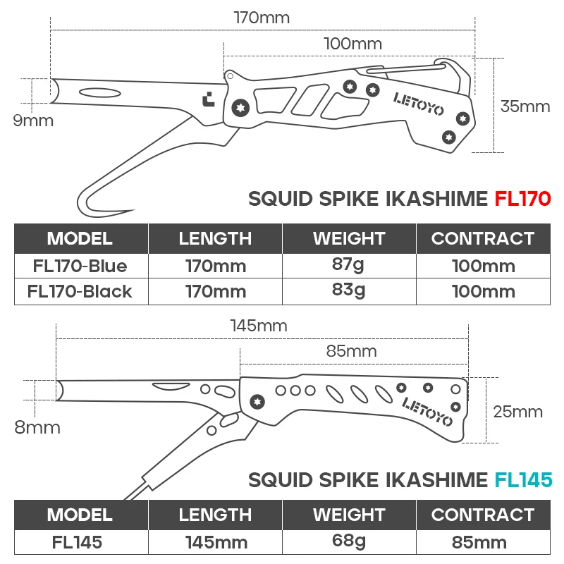 LETOYO Squid Nerve Cord Cut Fishing Tools Correct squid jig hook Stainless Steel Squid Knife for Webfoot Octopus Cuttlefish